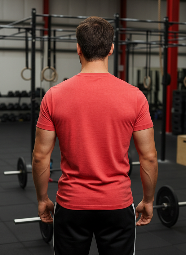 HiFlyers Men Slim Fit Self-Design Premium Melange Rn Tshirts Red