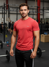 HiFlyers Men Slim Fit Self-Design Premium Melange Rn Tshirts Red