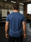 HiFlyers Men Slim Fit Self-Design Premium Melange Rn Tshirts Blue