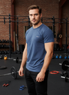 HiFlyers Men Slim Fit Self-Design Premium Melange Rn Tshirts Blue