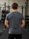 HiFlyers Men Slim Fit Self-Design Premium Melange Rn Tshirts Anthra