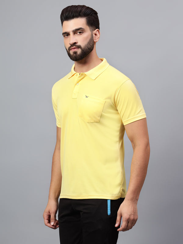 Hiflyers Men|Regular Fit|Dri-Fit|Pique Polo Half Sleeve T-Shirt For Men|Polo For Men|Yellow