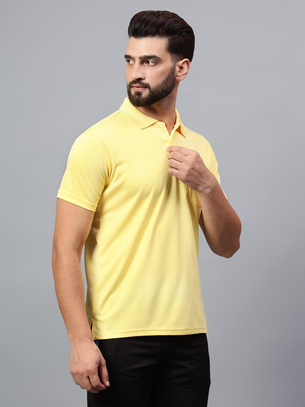Hiflyers Men|Regular Fit|Dri-Fit|Pique Polo Half Sleeve T-Shirt For Men|Polo For Men|Yellow