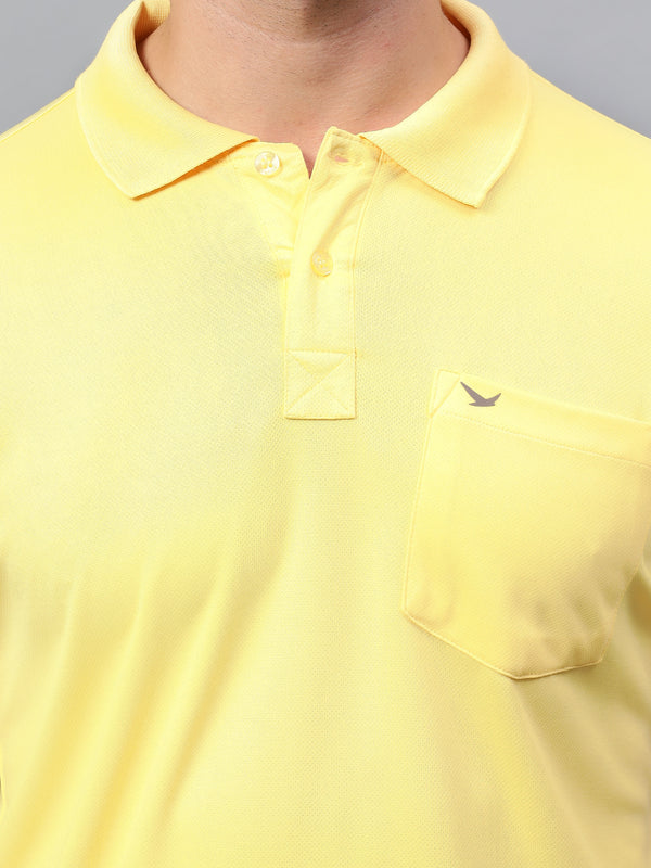 Hiflyers Men|Regular Fit|Dri-Fit|Pique Polo Half Sleeve T-Shirt For Men|Polo For Men|Yellow