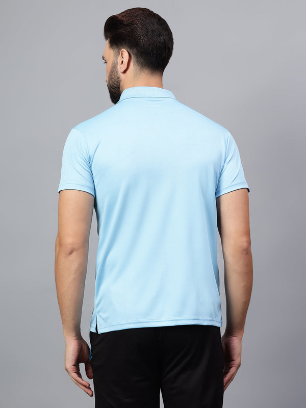 Hiflyers Men|Regular Fit|Dri-Fit|Pique Polo Half Sleeve T-Shirt For Men|Polo For Men|Sky Blue