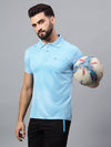Hiflyers Men|Regular Fit|Dri-Fit|Pique Polo Half Sleeve T-Shirt For Men|Polo For Men|Sky Blue