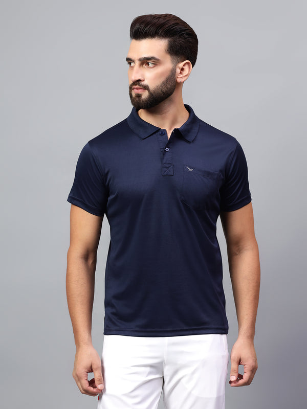 Hiflyers Men|Regular Fit|Dri-Fit|Pique Polo Half Sleeve T-Shirt For Men|Polo For Men|Navy
