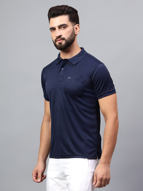 Hiflyers Men|Regular Fit|Dri-Fit|Pique Polo Half Sleeve T-Shirt For Men|Polo For Men|Navy