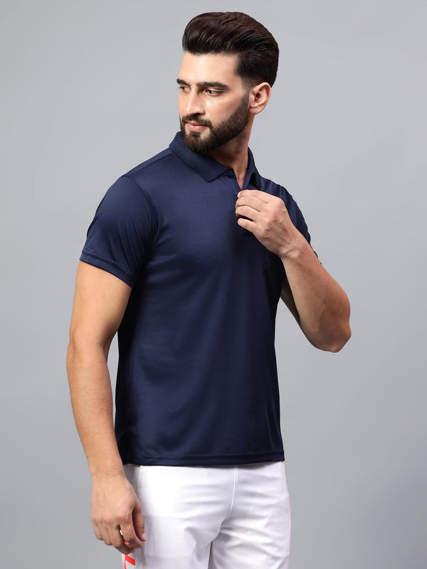 Hiflyers Men|Regular Fit|Dri-Fit|Pique Polo Half Sleeve T-Shirt For Men|Polo For Men|Navy
