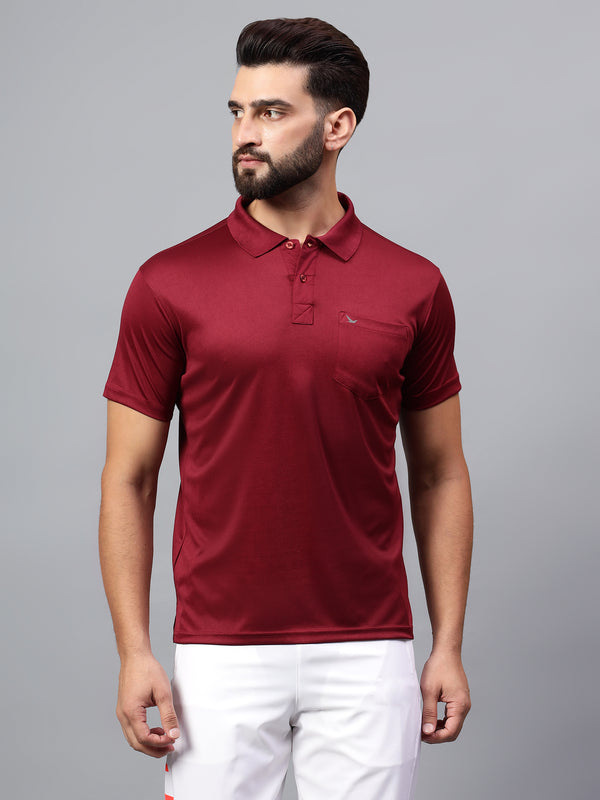 Hiflyers Men|Regular Fit|Dri-Fit|Pique Polo Half Sleeve T-Shirt For Men|Polo For Men|Maroon