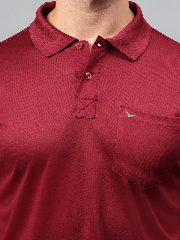Hiflyers Men|Regular Fit|Dri-Fit|Pique Polo Half Sleeve T-Shirt For Men|Polo For Men|Maroon