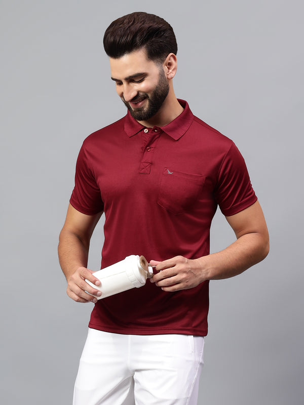 Hiflyers Men|Regular Fit|Dri-Fit|Pique Polo Half Sleeve T-Shirt For Men|Polo For Men|Maroon