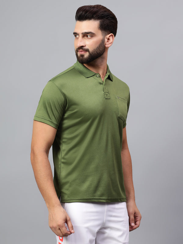 Hiflyers Men|Regular Fit|Dri-Fit|Pique Polo Half Sleeve T-Shirt For Men|Polo For Men|Green