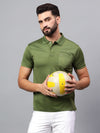 Hiflyers Men|Regular Fit|Dri-Fit|Pique Polo Half Sleeve T-Shirt For Men|Polo For Men|Green