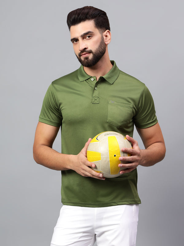 Hiflyers Men|Regular Fit|Dri-Fit|Pique Polo Half Sleeve T-Shirt For Men|Polo For Men|Green