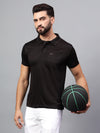 Hiflyers Men|Regular Fit|Dri-Fit|Pique Polo Half Sleeve T-Shirt For Men|Polo For Men|Black