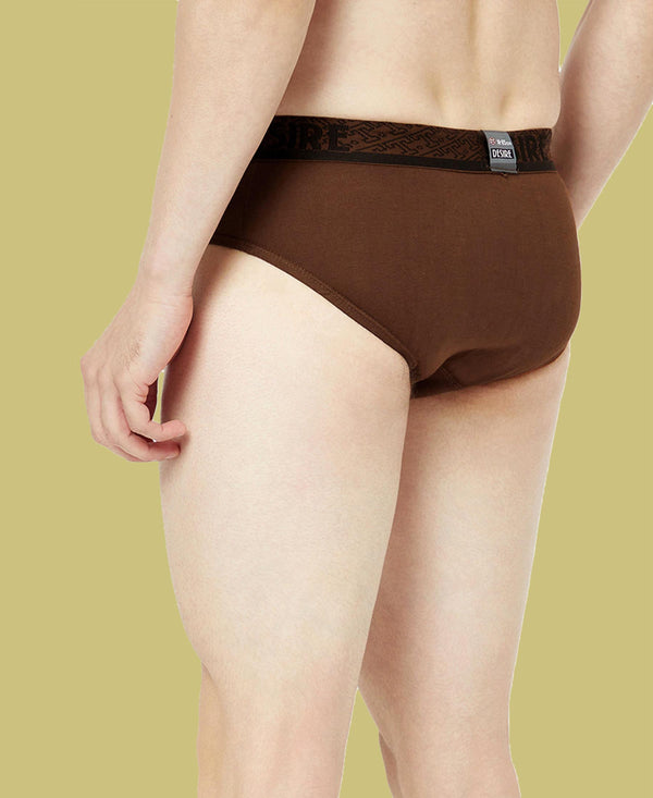 T.T. Mens Desire 100% Combed Cotton Front Open Brief Top Elastic Pack Of 2 Brown-Mustard
