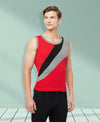 T.T. Men Designer Gym VestPack Of 2 Red-Blk-Navy-Sky