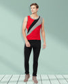 T.T. Men Designer Gym VestPack Of 2 Red-Blk-Navy-Sky