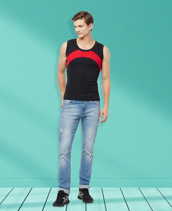 T.T. Men Designer Gym VestPack Of 3 Black-Red-Grey-Maroon-Navy-Sky
