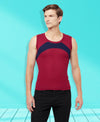 T.T. Men Designer Gym VestPack Of 3 Black-Red-Red-Black-Maroon-Navy
