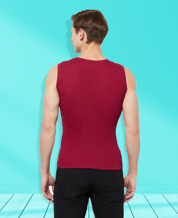 T.T. Men Designer Gym VestPack Of 2 Navy-Sky-Maroon-Navy