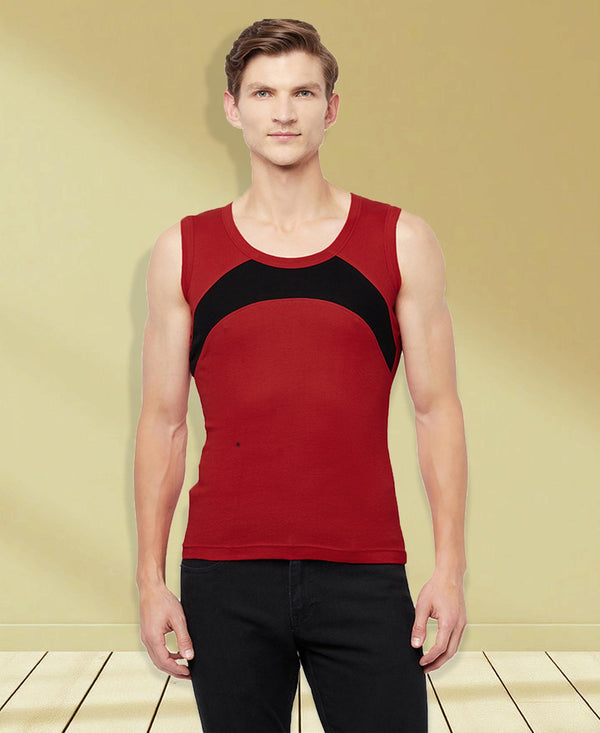 T.T. Men Designer Gym VestPack Of 3 Black-Red-Red-Black-Maroon-Navy