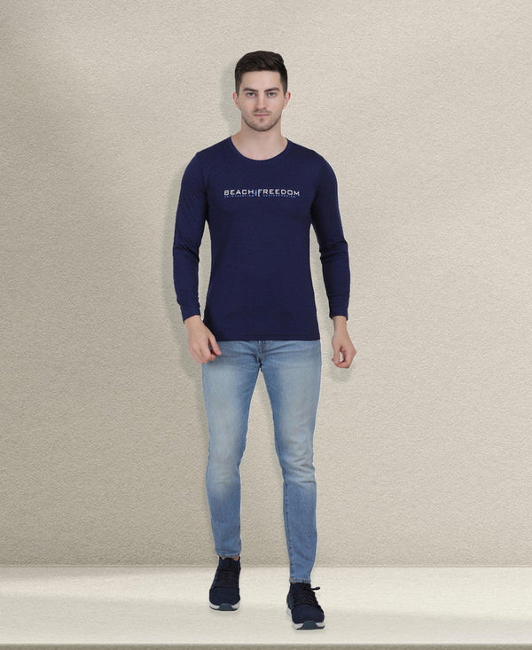 HiFlyers Men Teal Blue Regular Fit Printed Round Neck T-Shirt