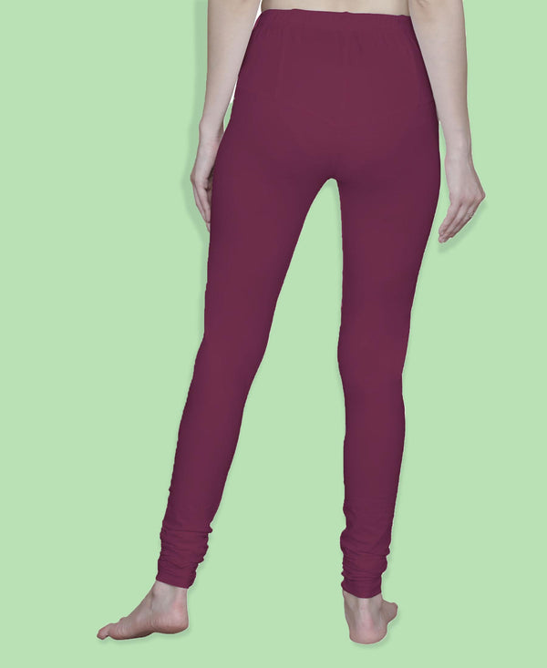 T.T. Women Solid Chudidar Cotton Lycra Cool Leggings -Deep Maroon