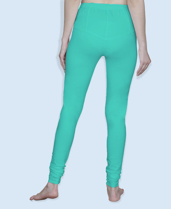 T.T. Women Solid Chudidar Cotton Lycra Cool Leggings -Jade