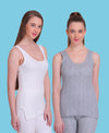 T.T. Women Hotpot Elite Top Thermal Grey Melange - White (Pack Of 2)