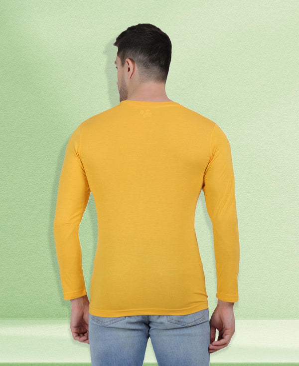 HiFlyers Men Yellow Regular Fit Printed Round Neck T-Shirt