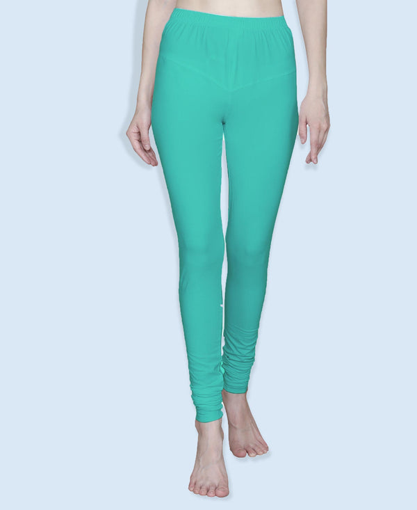 T.T. Women Solid Chudidar Cotton Lycra Cool Leggings -Jade