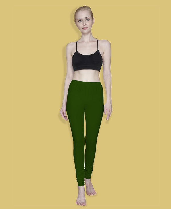 T.T. Women Solid Chudidar Cotton Lycra Cool Leggings -Henna