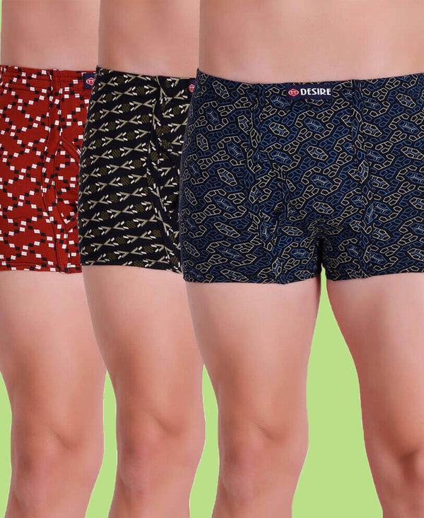 T.T. Men Desire Pack Of 3 Printed Mini Trunks-Assorted