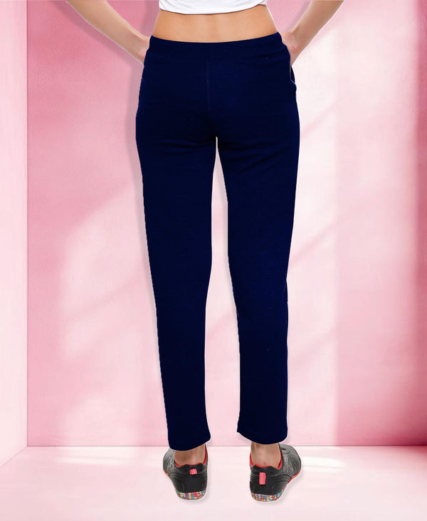 T.T. Women 100% Cotton Interlock Fabric Navy Blue Track Pant
