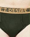 T.T. Mens Desire 100% Combed Cotton Front Open Brief Top Elastic Pack Of 2 Teal-Olive