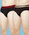 T.T. Mens Desire 100% Combed Cotton Front Open Brief Top Elastic Pack Of 2 Black-Dark Brown