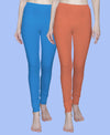 T.T. Women Solid Chudidar Cotton Lycra Cool Leggings -Airforce Blue - Peach( Free Size)