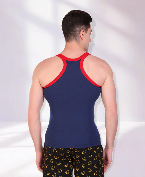 T.T. Men DesignerGym Vest Pack Of 3 Blue-Red -Red-Blue-Black-Olive