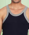 T.T. Men Titanic Pure Cotton Navy Gym Vest