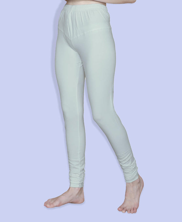 T.T. Women Solid Chudidar Cotton Lycra Cool Leggings -Ivory
