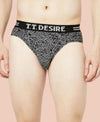 T.T. Mens Desire 100% Combed Cotton Printed Brief Top Elastic Pack Of 2 Black-Red