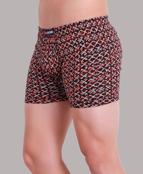 T.T. Men Desire Printed Long Trunk Pack Of 2 (Black - Orange)