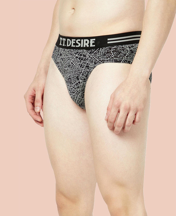 T.T. Mens Desire 100% Combed Cotton Printed Brief Top Elastic Pack Of 5 Assorted