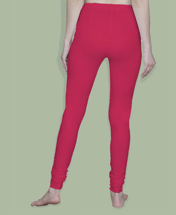 T.T. Women Solid Chudidar Cotton Lycra Cool Leggings -Poppy - Henna( Free Size)