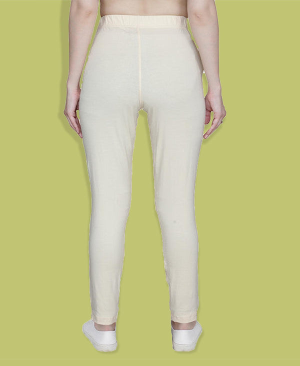 HiFlyers Women Slim Fit Solid Cotton Lycra Kurti Pant Cream