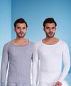 T.T. Men Hotpot Elite Top Thermal Grey Melange - White (Pack Of 2)