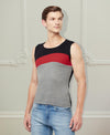 T.T. Men Designer Gym VestPack Of 2 Black-Red-Grey-Red