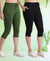 T.T. Women Regular Fit Poly Jersey Solid Capri Pack Of 2-Black-Olive